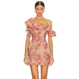 Elliatt Pink Asymmetrical Ruffled One Shoulder Dress